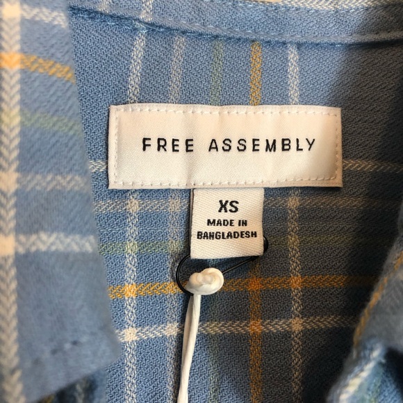 Free Assembly Long Sleeve Button Down Plaid Shirt. Men’s Size XS. NEW WITH TAGS - Picture 7 of 8